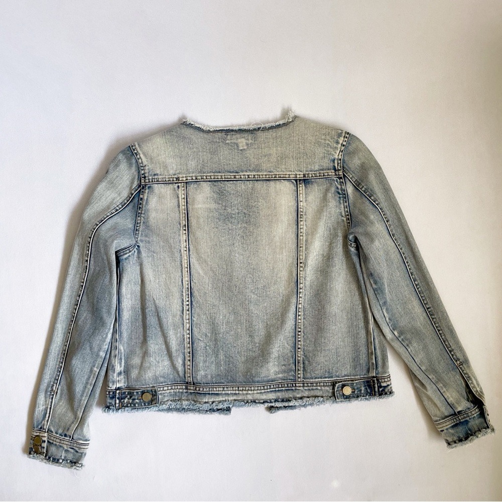 Wit & Wisdom Boho UrbanStreetwear Raw Hem Acid Wash Denim Jacket - Picture 6 of 13